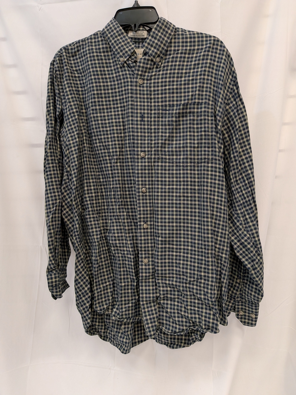 Cutter & Buck Navy and White Plaid Button-Down Shirt